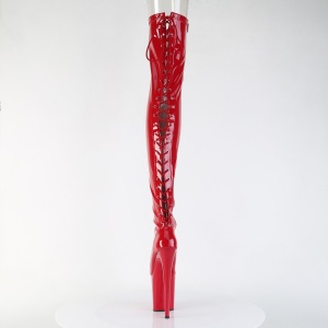 Verniciata rosso 20 cm FLAMINGO-3850 stivali sopra il ginocchio con lacci