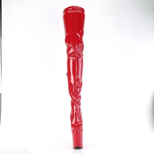 Vinile crotch 20 cm FLAMINGO-4000 Rosso stivali alti camoscio donna al ginocchio con tacchi