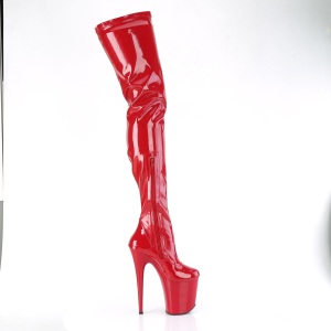 Vinile crotch 20 cm FLAMINGO-4000 Rosso stivali alti camoscio donna al ginocchio con tacchi