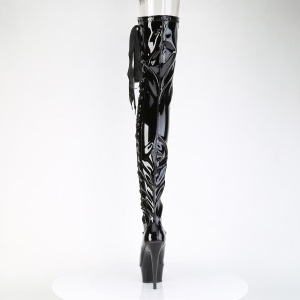 Vinyl crotch 15 cm DELIGHT-4050 Black overknee high heel boots