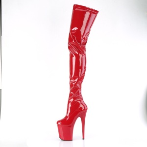 Vinyl crotch 20 cm FLAMINGO-4000 Red overknee high heel boots