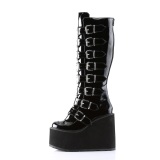 Wedge 14 cm S815 women boots platform with buckles black LA