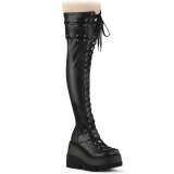 Wedge platform 11,5 cm SHAKER-325 womens thigh high boots with laces