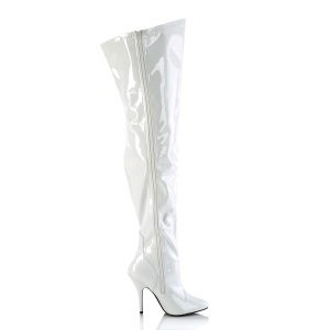 White 13 cm SEDUCE-3000WC thigh high stretch overknee boots with wide calf