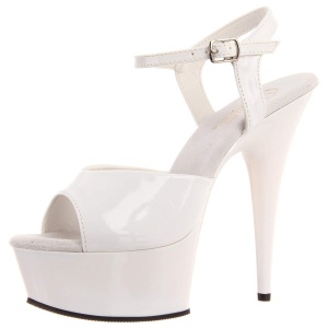 White 15 cm DELIGHT-609 platform pleaser high heels shoes