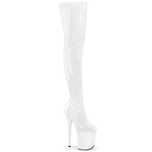 White 20 cm FLAMINGO-3000 Platform Thigh High Boots