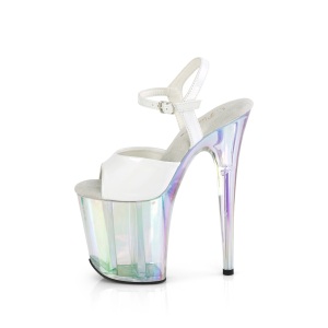 White 20 cm FLAMINGO-809HT Hologram platform high heels shoes