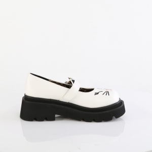 White 6,5 cm RENEGADE-56 emo platform maryjane shoes with buckles