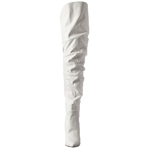 White Leatherette 10 cm CLASSIQUE-3011 High Heeled Overknee Boots