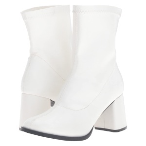 White Leatherette 7,5 cm GOGO-150 stretch block heels ankle boots