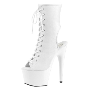 White Matte 18 cm ADORE-1016 Open Toe Platform Ankle Calf Boots