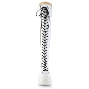 White Patent 11,5 cm SHAKER-374 overknee boots with laces