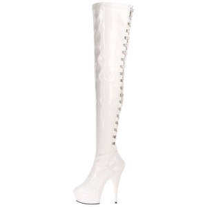 White Patent 15,5 cm DELIGHT-3063 Platform Thigh High Boots