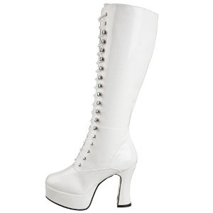 White Shiny 13 cm ELECTRA-2020 High Heeled Womens Boots for Men