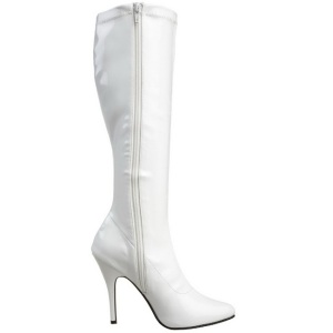 White Shiny 13 cm SEDUCE-2000 High Heeled Womens Boots for Men