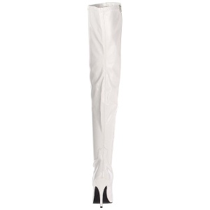 White Shiny 13 cm SEDUCE-3000 Thigh High Boots for Men