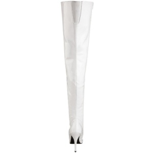 White Shiny 13 cm SEDUCE-3010 Thigh High Boots for Men