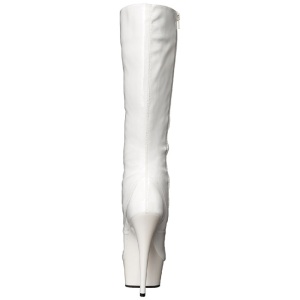 White Shiny 15,5 cm DELIGHT-2023 Platform Knee Boots