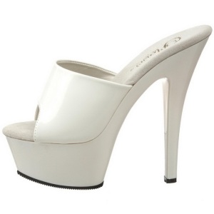 White Shiny 15,5 cm KISS-201 Platform High Mules