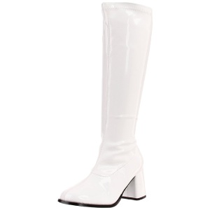 White Shiny 7,5 cm GOGO-300 High Heeled Womens Boots for Men