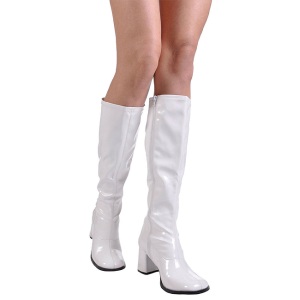 White Shiny 7,5 cm GOGO-300 High Heeled Womens Boots for Men