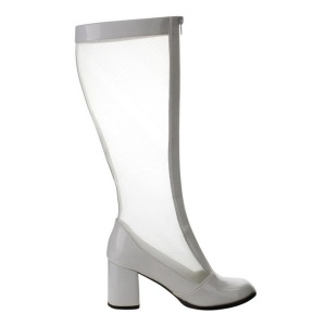 White Shiny 8,5 cm GOGO-307 High Heeled Womens Boots for Men