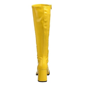 Yellow patent boots 7,5 cm GOGO-300 High Heeled Womens Boots for Men