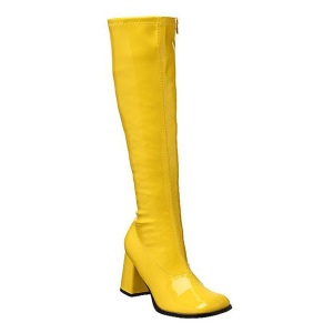 Yellow patent boots 7,5 cm GOGO-300 High Heeled Womens Boots for Men